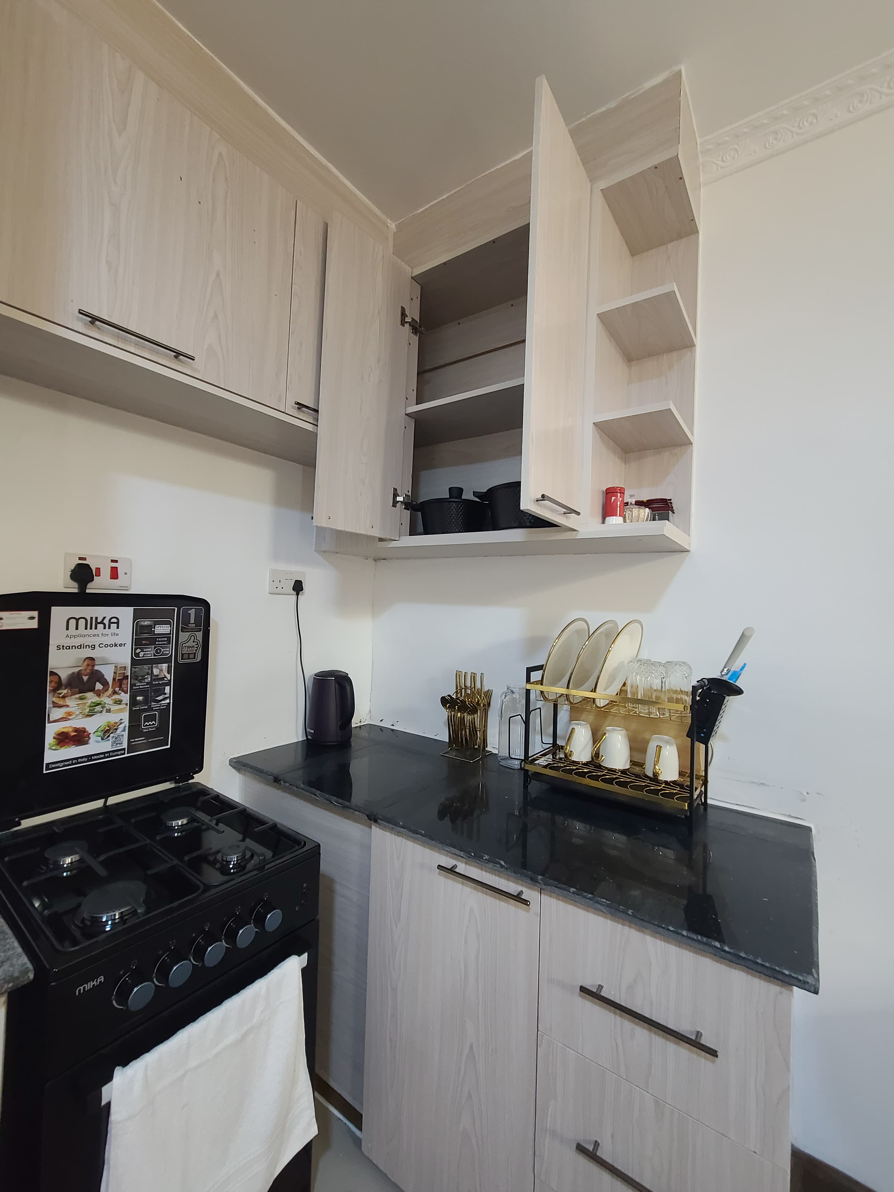 Stove and cabinets