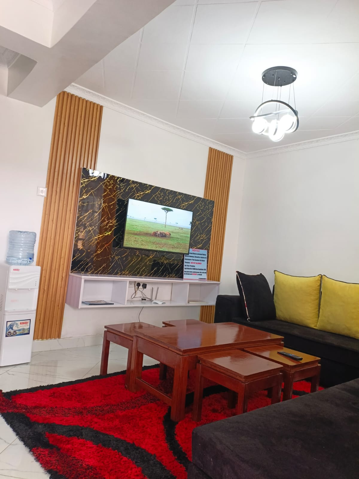 Wood slat TV wall