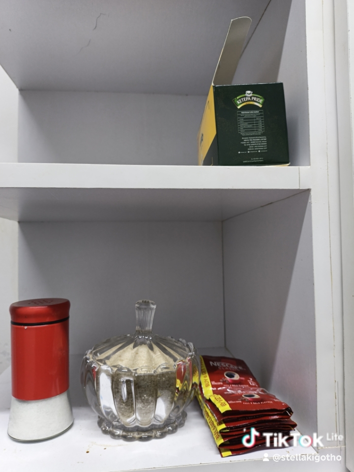 Tea coffee sugar shelf